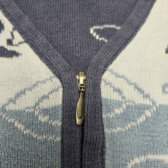 CJ Banks Womens X Floral Colorblock Zip Up Sweater Cottagecore Grannycore Demure - Picture 7 of 7